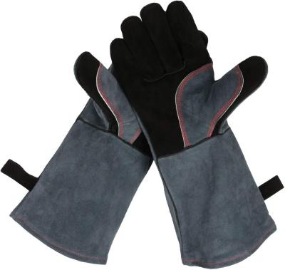 China OZERO 932F 500C Leather Welding Gloves BBQ Heat Resistant Gloves Flame Retardant Heat Proof for Oven Barbecue Cooking Wood Stove Pot Holder Campfire for sale