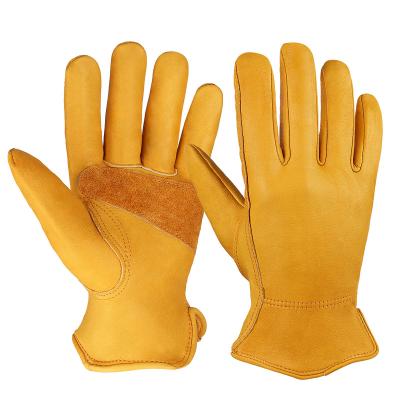 China OZERO Outdoor Construction Work Gardening Gloves Abrasion Work Gloves Men Women Garden Glove Resistant Black Cow Leather Heavy Duty Skin for sale