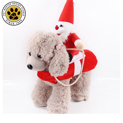 China Red Dogs Stocked Pet Handler Christmas Style Santa Claus Decorated Riding Dog Clothes Hawker Pet Clothes Suitable For Different Size for sale