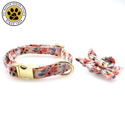 China Sustainable Pet Master Pet Supplies Luxury Personalized Custom Design Flower Dog Bow Tie Printed Dog Collar Large Adjustable Pet Collar for sale