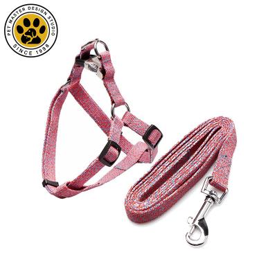 China Thoughtful Pet Master Custom Service Custom Dog Harness Set Cotton Webbing Leash Set Reversible Collar Adjustable Pet Harness For Dog for sale