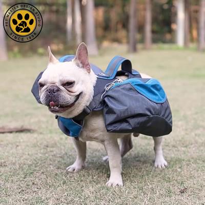 China Custom Pet Handler Backpack Nylon Dog Harness Dog Saddlebag Adjustable Riser Backpack for Medium Large Pets Harness for sale