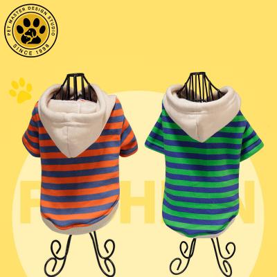 China New Color Contrast Dog Biped Striped Casual Dog Sweater Dog Master Pet Hoodie Comfortable Viable Fabric Custom Made for sale