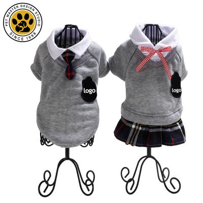 China Pet Clothes Master Fashion Campus Style Dog Clothes Coat Viable Cute Stylish Dog Dress Luxury Pet Clothes Sweater With Bow Tie For Girl Dogs for sale