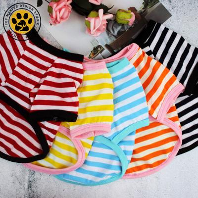 China SinSky Viable Clothes Teddy Spring And Summer Small And Medium Dogs Striped Round Wholesale Dog Clothes Thin Section Neck T-shirt for sale