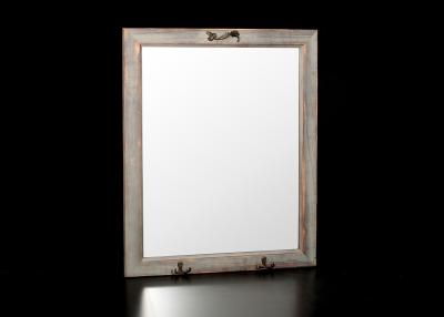 China Washed Dark Coffee 23 x 19 Inch Wood Framed Bathroom Mirror / Wood Surround Mirrors for sale