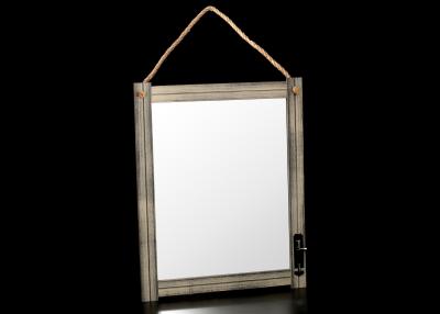 China Vertical Medium Wall Wooden Framed Mirrors In Washed Dark Gray Finishing for sale