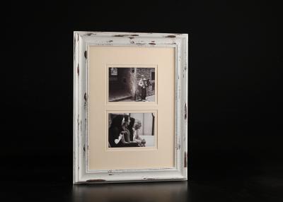 China Distressed White Two Openings Wooden Collage Frames With Double Mats Construction for sale