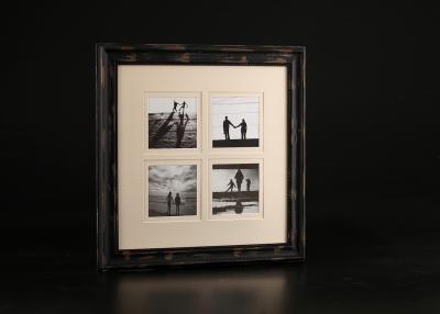 China Square 4 - Openings 5”x5” Collage Photo Frame In Distress Wooden Veneer Black Finishing for sale