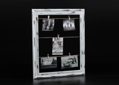 China Distressed White Big Board Picture Frame with Wire and Clips In Rectangle Shape for sale