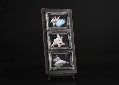 China Front Floating 4x6 Three Openings Tabletop collage picture Frame In Antique Silver Color for sale