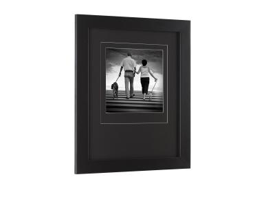 China Solid Black Color MDF Photo Gallery Frames With Double Mats Construction for sale