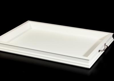 China 22”x17” Overall Size Wood Jewelry Trays With Two Silver Handles In Pure White Finishing for sale