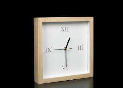 China Square 11”x11” Decorative Table Clocks In Outer Natural Frame And Inner White Background for sale