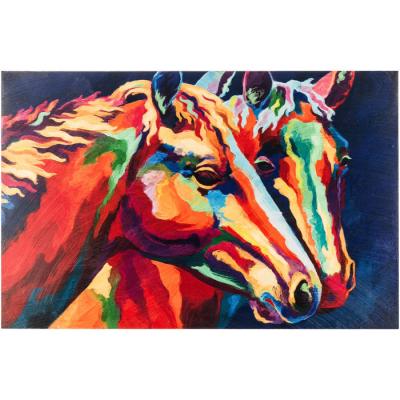 China 23”x15” Overall Size Decorative Hand Painted Abstract Canvas For Colorful Horses for sale