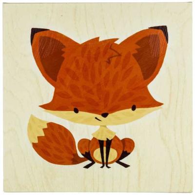 China Small Size 14”x14” Decorative 100% Hand Wall Art Canvas Painting For Cute Fox for sale