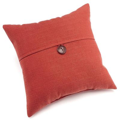 China Dynasty 20'' x 20'' Square Reversible Red Throw Pillow With One Coconut Button Accent for sale