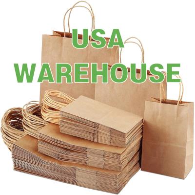 China USA Recyclable Warehouse Fancy Shopping Kraft Paper Bag Customize Design Strong And Durable Free Sample Recyclable Kraft Gift Bags Tax Free for sale