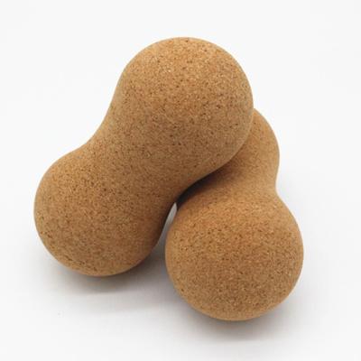 China Natural High Density Eco-friendly Durable Cork Fascial Ball Cork Yoga Fitness Massage Peanut Ball for sale