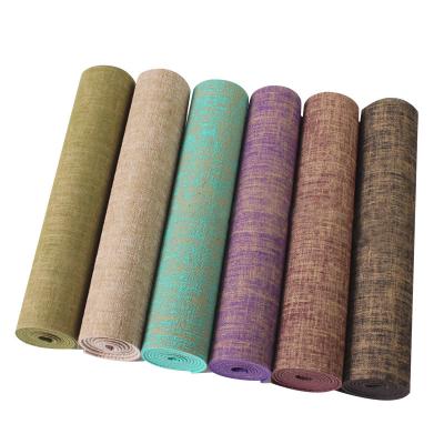 China Non-Toxic High Quality Natural Logo Durable Non-Toxic High Quality Natural Jute Yoga Mat PVC Washable Waterproof Selling Eco-Friendly Custom Mat Best For Yoga Exercise Fitness for sale