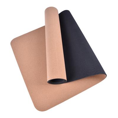 China Premium Non-slip Fitness Eco-friendly Custom Made Waterproof Washable Durable Anti-Slip Natural Logo Print 5MM Sports Cork Rubber Yoga Mat For Yoga Studio for sale