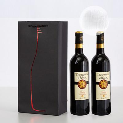 China Logo Black Kraft Packaging Wine Printed Handmade Bottle Gift Paper Bags For Square Boxes for sale