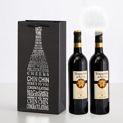 China Custom Made Eco-friendly Handmade Black Gloss Candy Printing Craft Wine Packaging Gift Paper Bag for sale