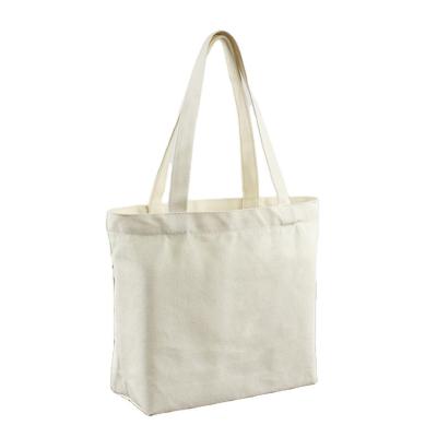 China Recyclable White Canvas Handbag Tote Diaper Bag With Inside Pockets Canvas Bucket Bag for sale