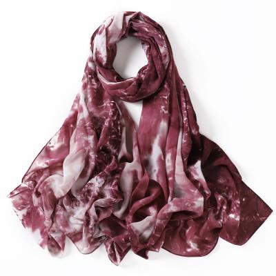 China Hot Selling Brand New Elegant Long Shade Color Spring Autumn Tie Dye Chiffon Scarf Women Muslim Hijab for sale