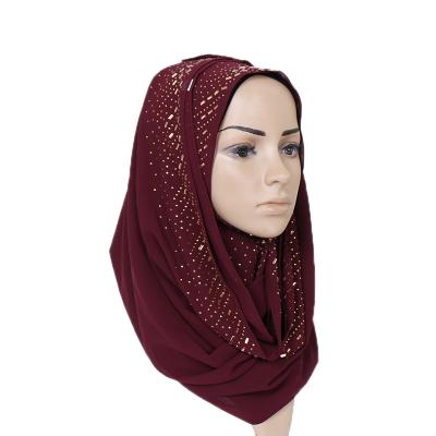 China 2019 new collection fashion muslim hijab simple design rhinestone chiffon hijab for muslim women for sale