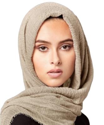 China Hot selling large size fashion wrinkle squishy hijab comfortable creped cotton scarf creped muslim hijab for sale