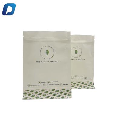 China Food Food Custom Printed Compostable Kraft Paper Flat Bottom Biodegradable Disposable Packaging Bags for sale