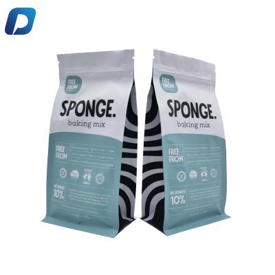 China Wholesale Moisture Proof Zipper Resealable Lock Foil Flat Bottom Food Packaging Bags For Cake Powder Packing for sale