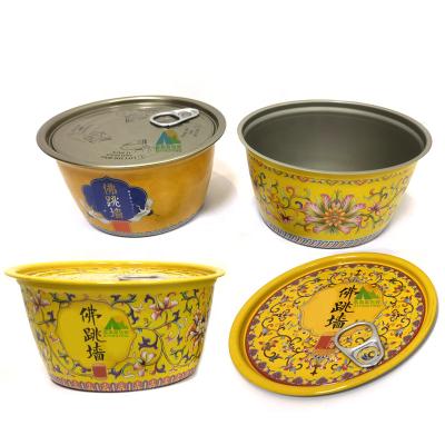 China Hot Selling Food Packaging Manufacturers Empty Tin Cans Metal Tinplate For Food 2 Piece Bowl Shape Box OEM Food Grade With Easy Open End for sale