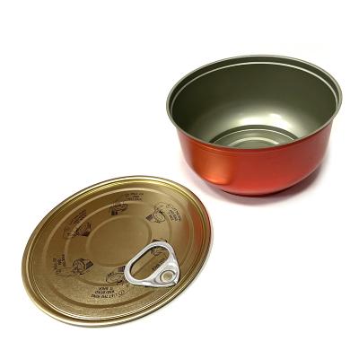 China Hot empty tincan metal bowl large tin cans shape empty round food storage box manufacturing sale tin box with easy open lid for sale