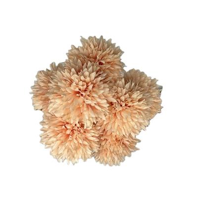 China Factory Supply Beautiful Colorful Artificial Silk Dandelion Flower Lace Fabric Dandelion Ball Chrysanthemum Flower Ball for sale