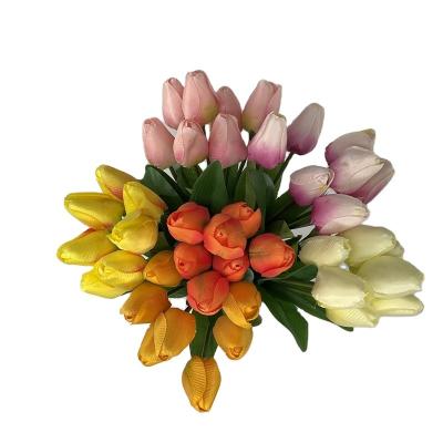 China Beautiful Tulips Colorful Artificial Flower Real Touch Bouquet Artificial Flower For Wedding Decoration for sale