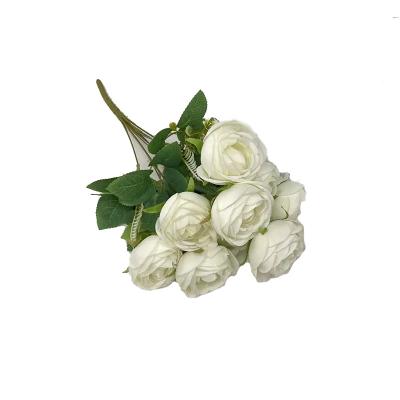 China Hot Selling 9 Artificial Flower Bouquet Main Wholesale Artificial Flower Tea Rose Peony Camellia Flower Colorful For Decorative Flowers And Plants for sale