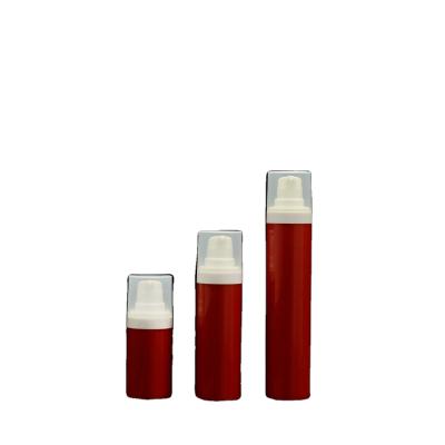 China 10ml 30ml 50ml Red Color Cosmetic Airless Pump Bottle With White Cap For Lotion BB Cream Vacuum Bottle for sale