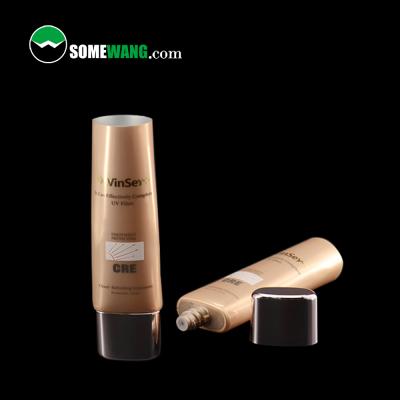 China Custom Cosmetic Soft Flat Oval Tube Packaging Empty Plastic BB Cream Cosmetic Tube With Screw On Cover for sale