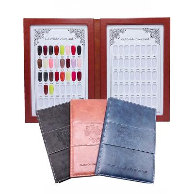 China Practice Design Board Nail Color Card Gel Display Chart 80/120 Polish Painting Colors Showing Tips Panel Nail Art Practice Card Design PU Book for sale