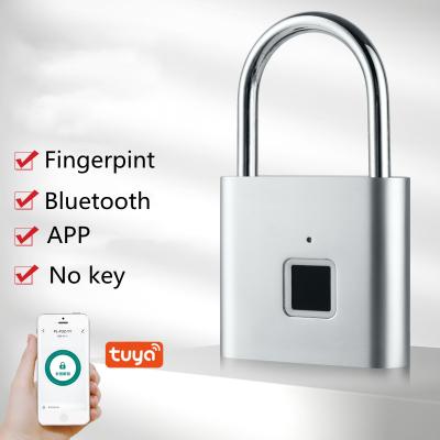 China Zinc Alloy Tuya Smart APP Control Travel Security Door Lock USB Keyless Wireless Rechargeable Fingerprint Smart Padlock Zinc Alloy for sale