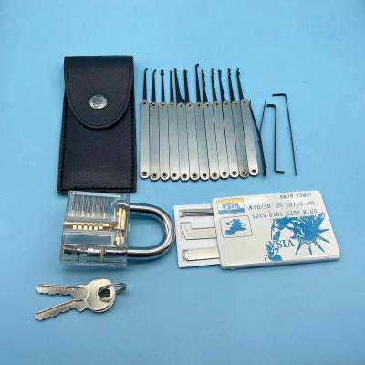 China Good Quality Cheap Open Lock 5 Pcs + Open Padlock Practice Lock Pick 15 Pcs Tools Sets With Transparent Padlock for sale