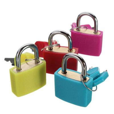 China Factory direct sale waterproof cheap small luggage lock 25mm colored plastic covered brass padlock for sale