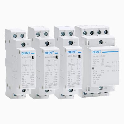 China AC Motor CHINT NCH8 Series Small Din Rail AC Contactor For Home Household Hotel Restaurant 25A 20A 1P/2P/4P 220V Single Phase for sale