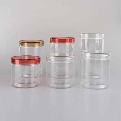 China Wholesale Clear Lid Food PET Plastic Food Storage Container Airtight Kitchen Jars for sale