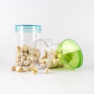 China Empty Plastic Colorful Food Jars With Lids For Food Peanut Canning Storage for sale