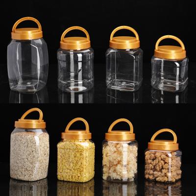 China Wholesale Food Food Package Plastic Bottles Square Jars With Handle Caps 2000ml for sale