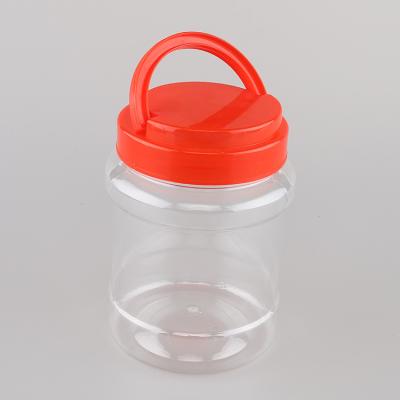 China Red Plastic 830ml 28oz Food Nut Jars Clear Storage Containers for sale