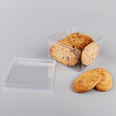 China Recycled Clear Materials 500ml China Manufacturer Empty Square Cookie Storage Container PS Candy Boxes for sale